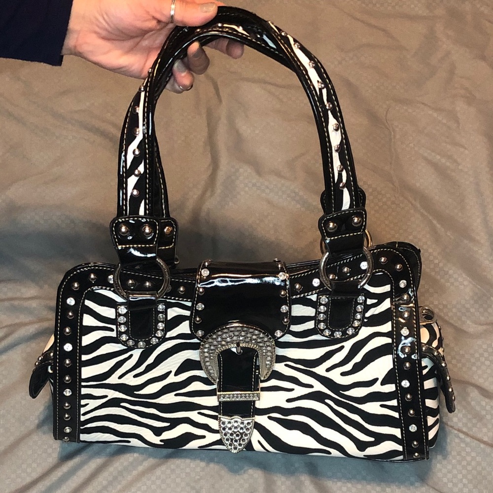 Velour Zebra Print purse.